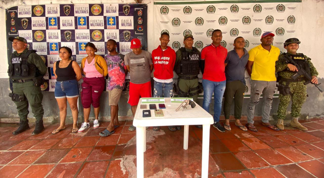 Algunos de los capturados del Clan del Golfo en Bolívar.