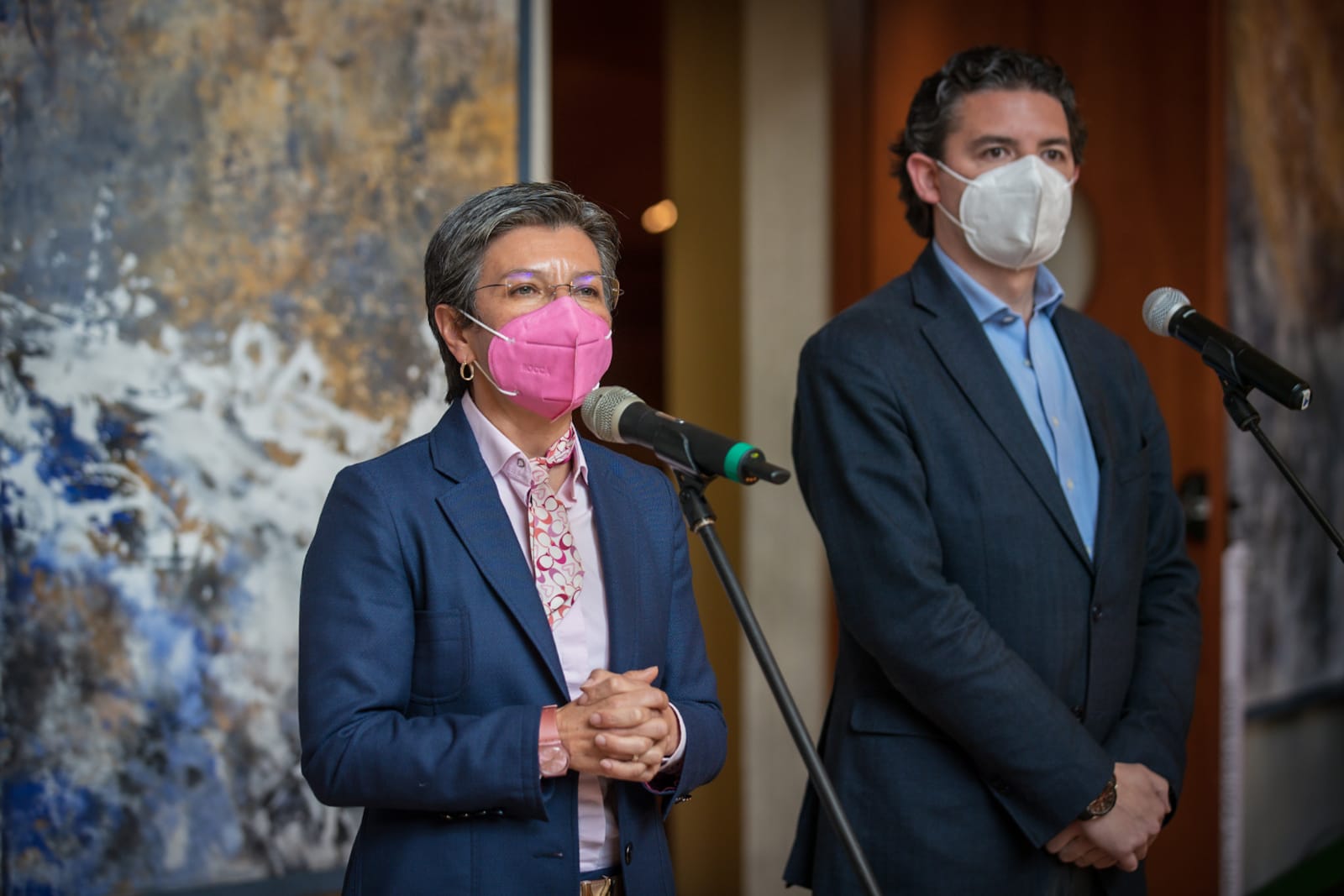 Claudia López y Aníbal Fernández de Soto al término del Consejo de Seguridad - agosto 18 de 2021