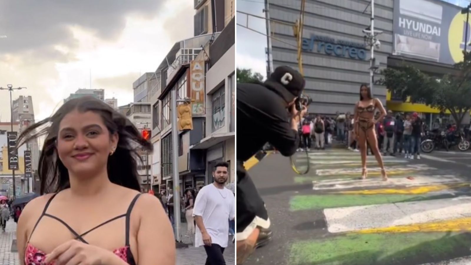 Venezolanas sorprenden modelando ropa interior en calles de Caracas