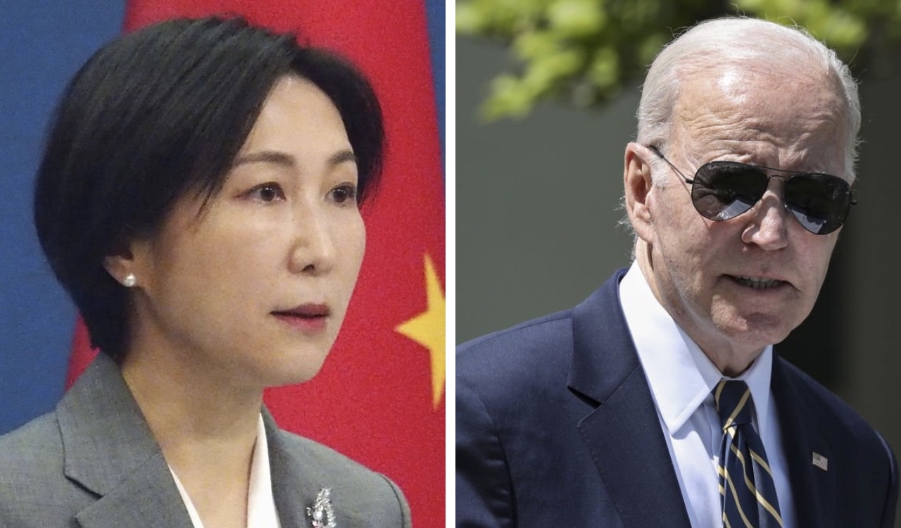 La portavoz diplomática Mao Ning y el presidente de Estados Unidos. Joe Biden.