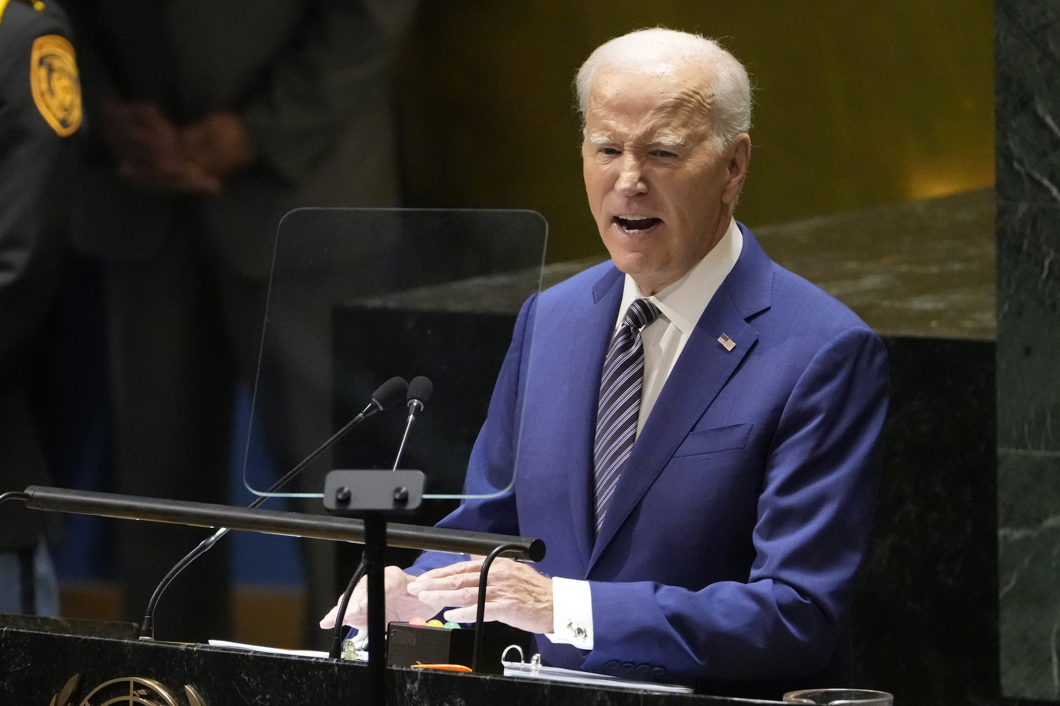 President Joe Biden addresses the 78th United Nations General Assembly in New York, Tuesday, Sept. 19, 2023. (AP Photo/Susan Walsh)