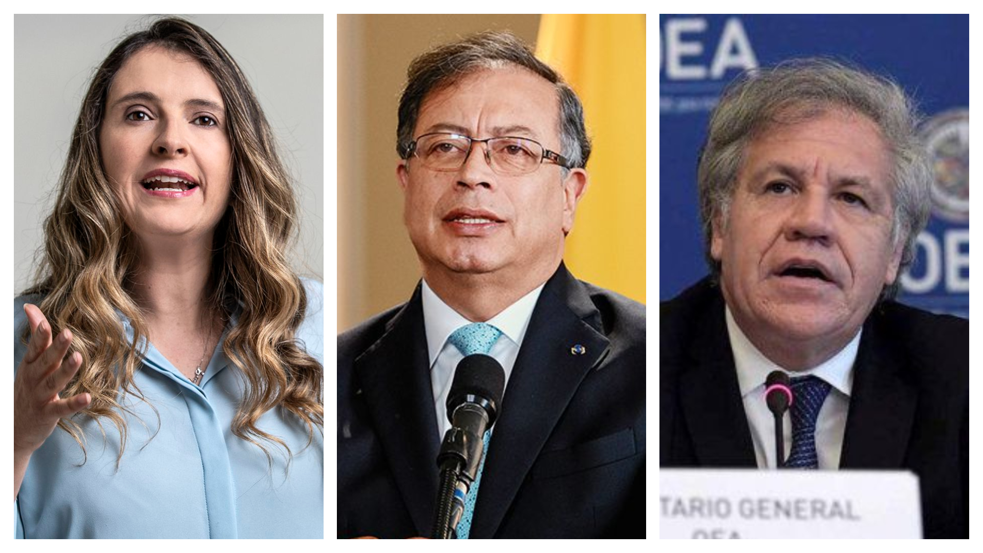 Paloma Valencia, Gustavo Petro y Luis Almagro.