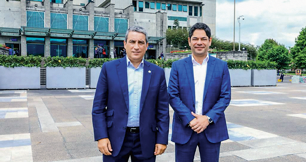 Fernando Jaramillo,presidente de la Dimayor, y Guillermo Herrera, ministro del Deporte.