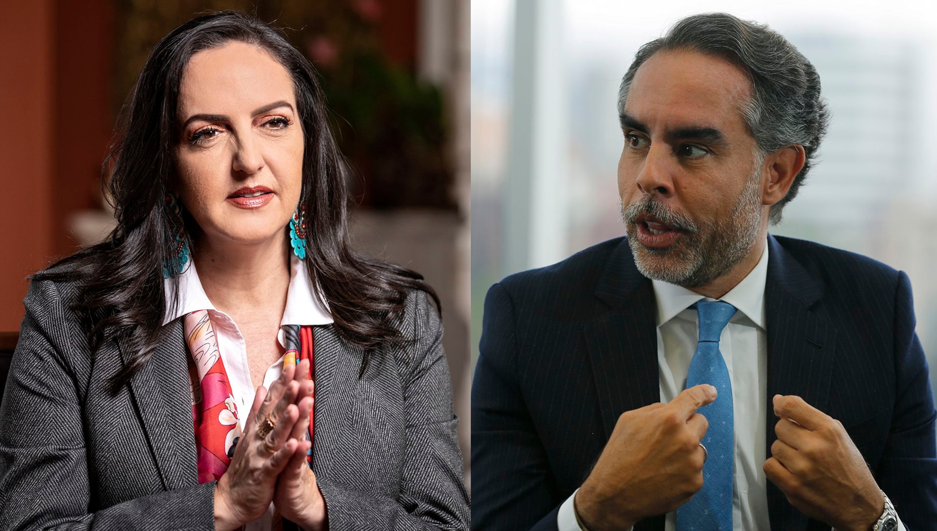 La senadora María Fernanda Cabal y el exembajador Armando Benedetti.