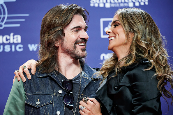 SEVILLE, SPAIN - NOVEMBER 13: Juan Esteban Aristizabal aka Juanes and Karen Martinez attend to Santalucia Universal Music Week : "El Flamenco Es Universal" photocall on November 13, 2023 in Seville, Spain. (Photo by Borja B. Hojas/Getty Images)