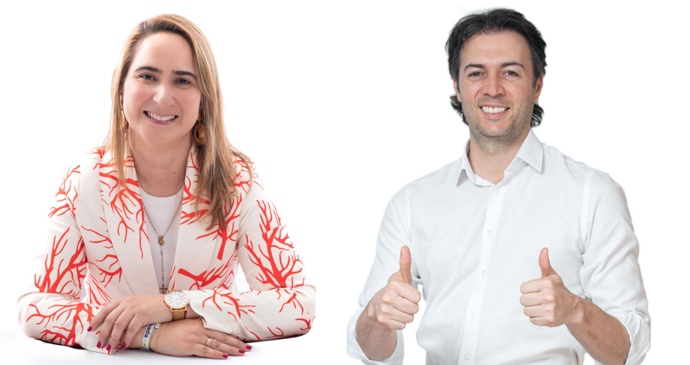 Secretaria de Educación de Medellín, Alexandra Agudelo, junto al alcalde de Medellín, Daniel Quintero.