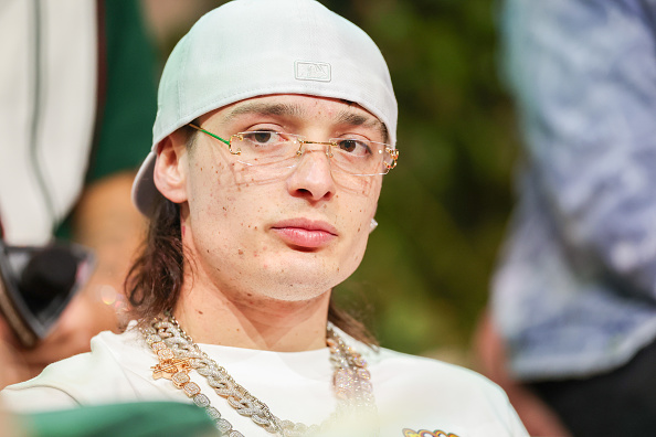 Peso Pluma speaks onstage at Billboard Latin Music Week held at Faena Forum on October 3, 2023 in Miami Beach, Florida. (Photo by Christopher Polk/Billboard via Getty Images)