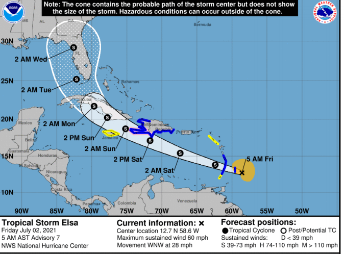 La Tormenta Elsa se convirtió en huracán de categoría 1 en las últimas horas.