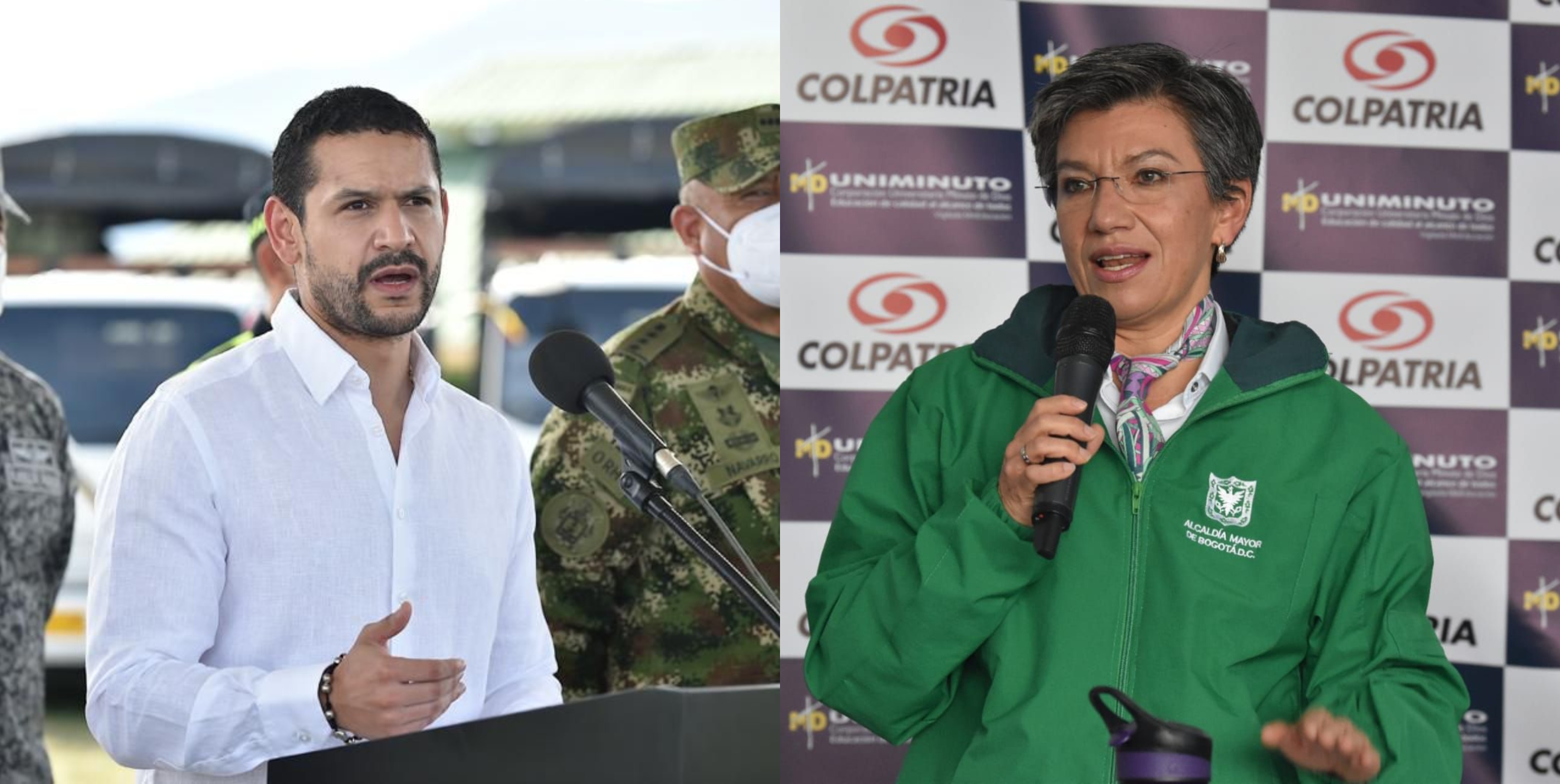 Daniel Palacios ministro del Interior y Claudia López alcaldesa de Bogotá