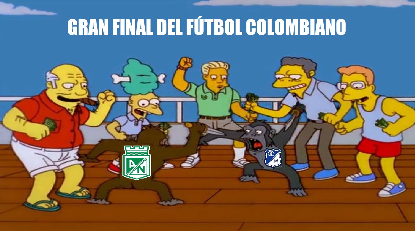 Meme de la final del fútbol colombiano entre Nacional y Millonarios.