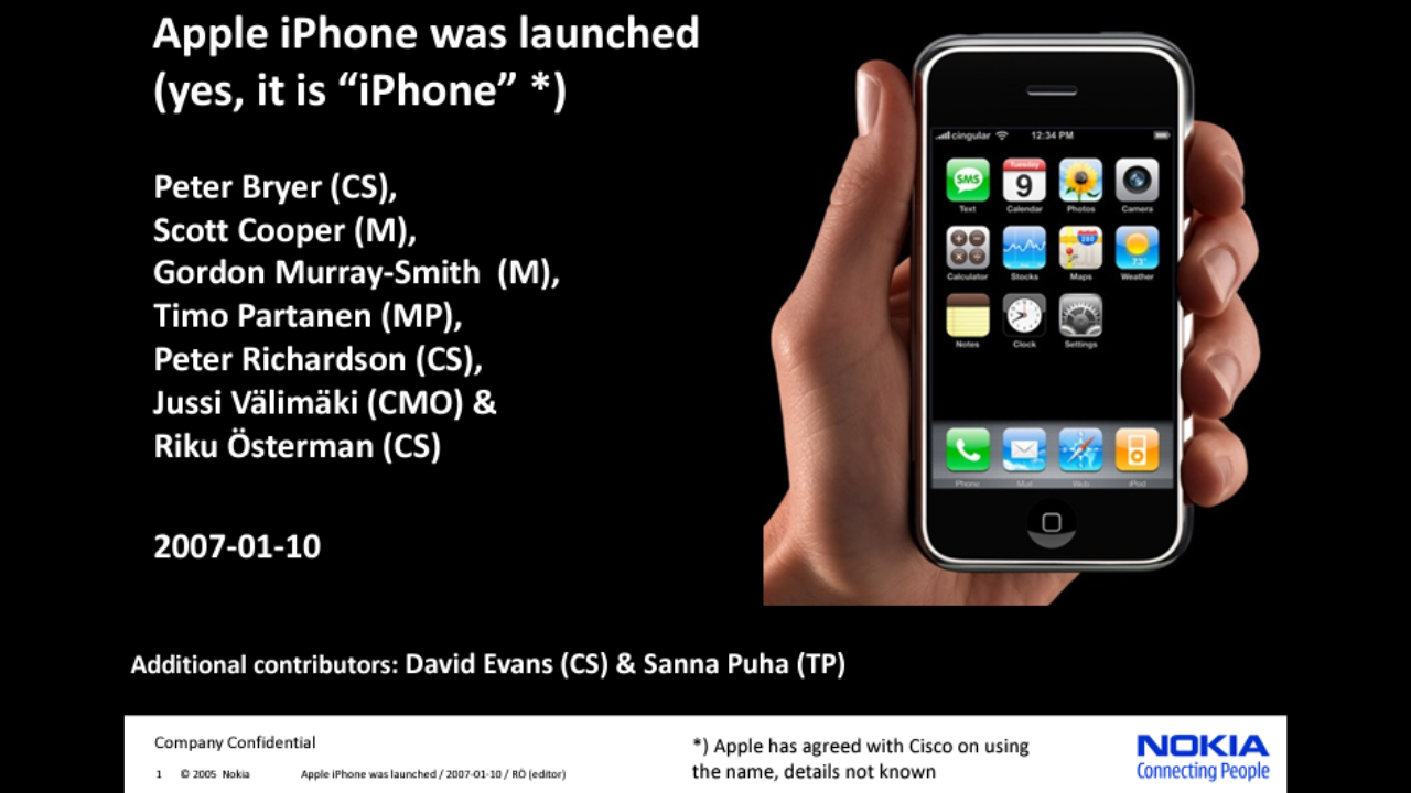 Un reciente documento interno de Nokia revela cómo la compañía percibió la amenaza del iPhone desde su lanzamiento.