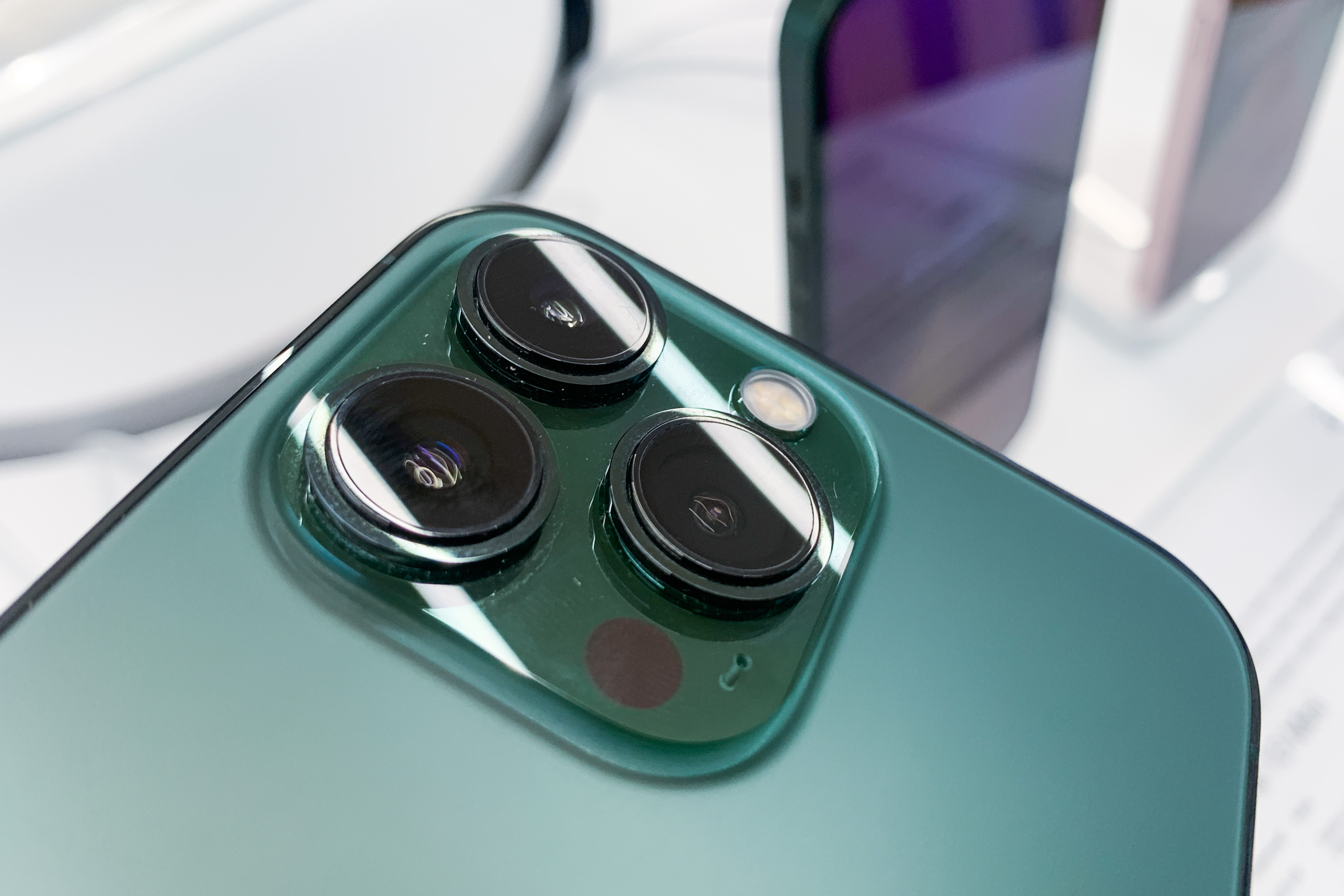 Apple iPhone 13 Pro camera is seen in this illustration photo taken at the store in Krakow, Poland on August 13, 2022. (Photo by Jakub Porzycki/NurPhoto via Getty Images)