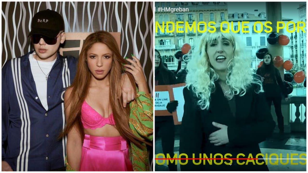 shakira y bizarrap Instagram @shakira y trabajadoras españolas captura de pantalla Youtube ELA Sindikatua