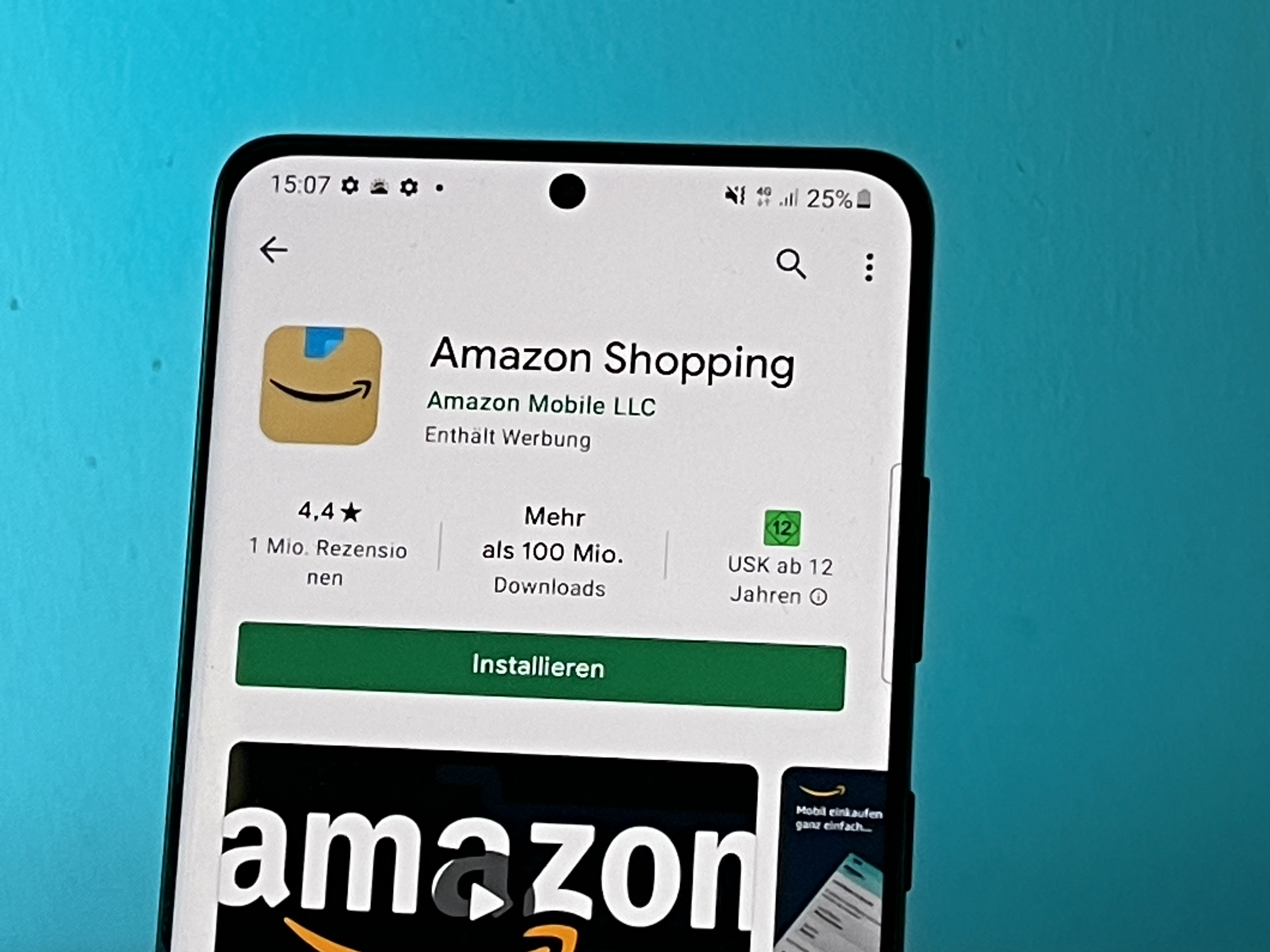 Amazon había adaptado el nuevo símbolo de su aplicación para teléfonos inteligentes
