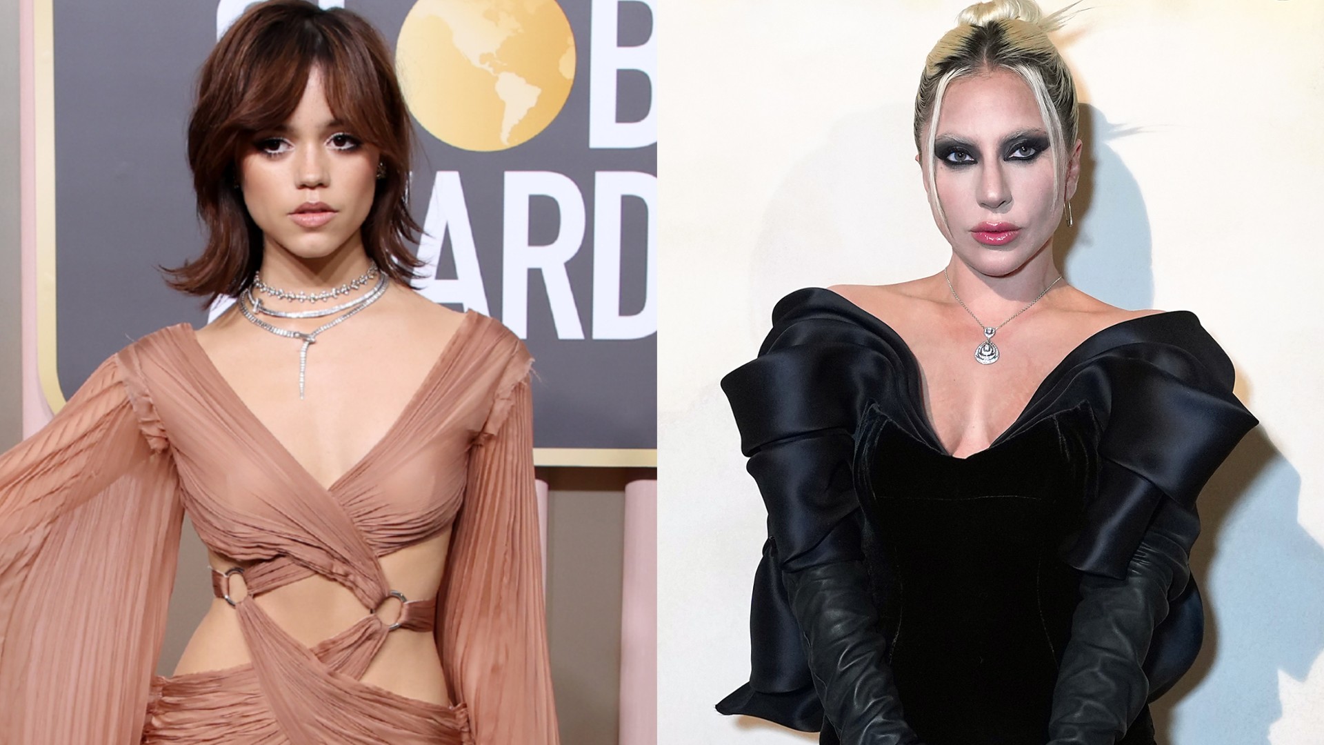 Jenna Ortega, protagonista de Merlina, y la cantante Lady Gaga. Ambas podrían aparecer en la segunda temporada de la serie.