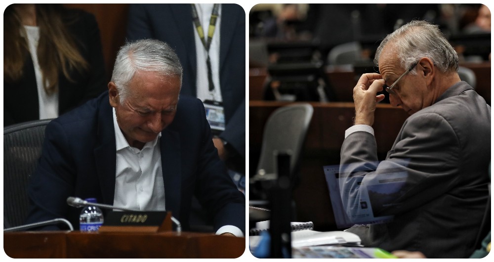 Guillermo Alfonso Jaramillo, ministro de Salud, e Iván Velásquez, ministro de Defensa.