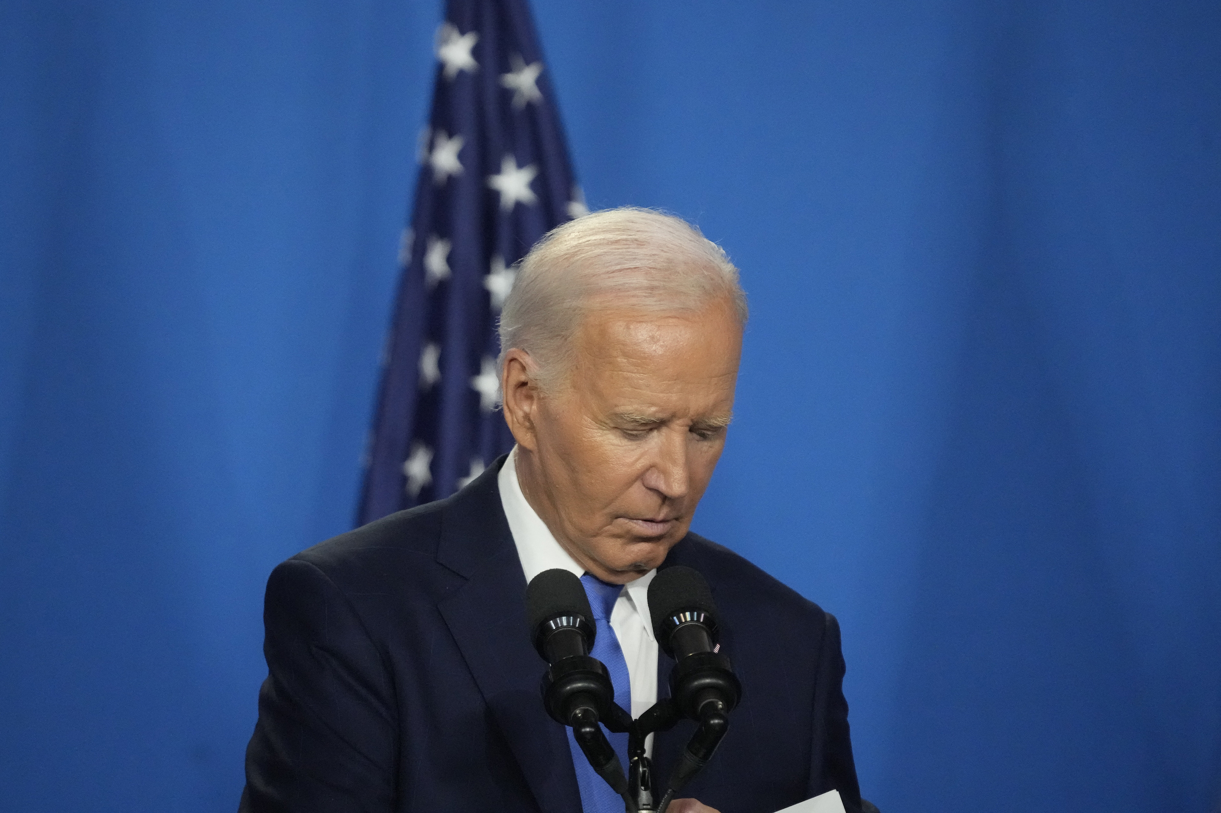 Joe Biden durante la conferencia de la OTAN