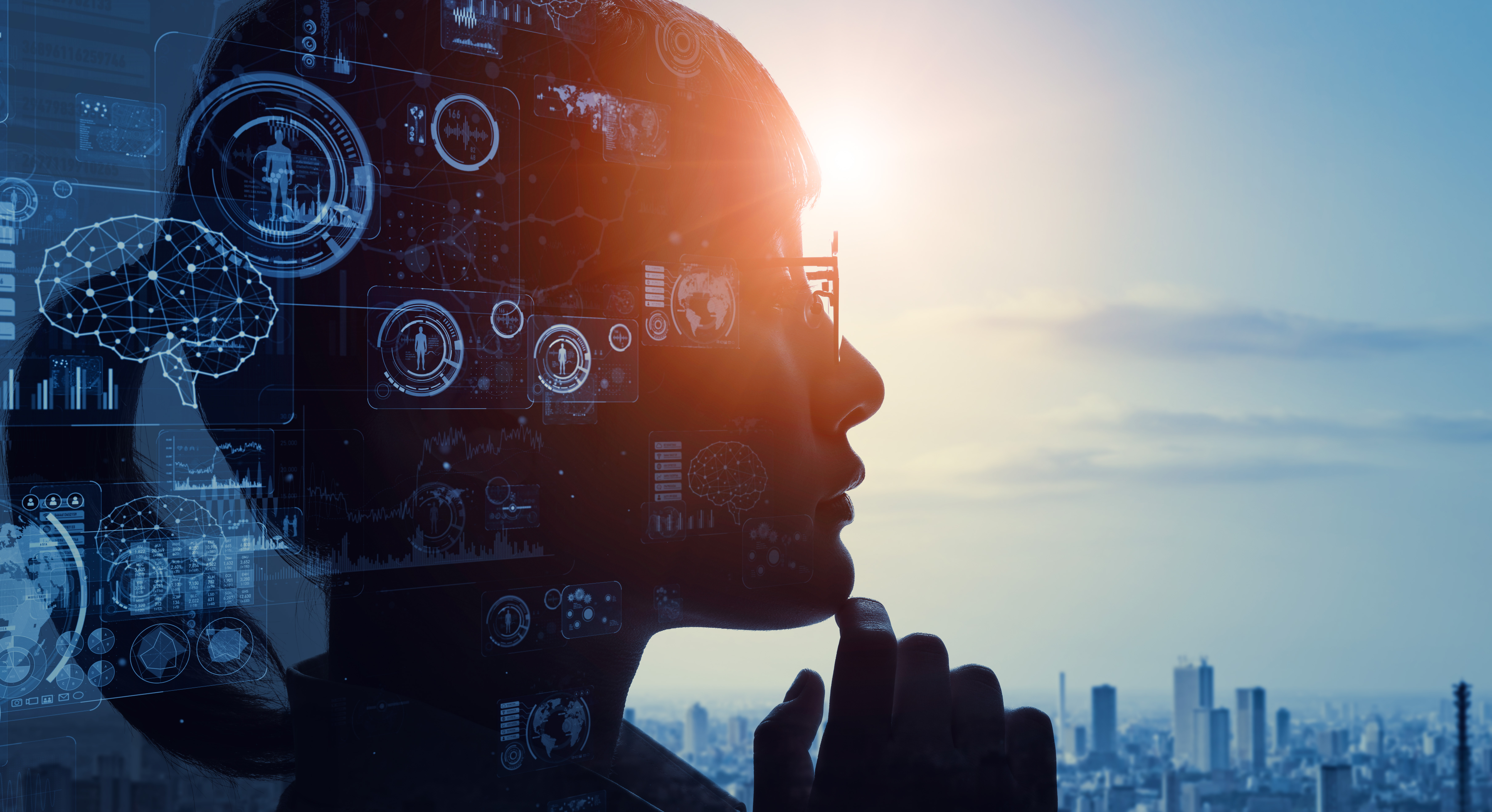 Concepto de IA (inteligencia artificial). Red de comunicacion.