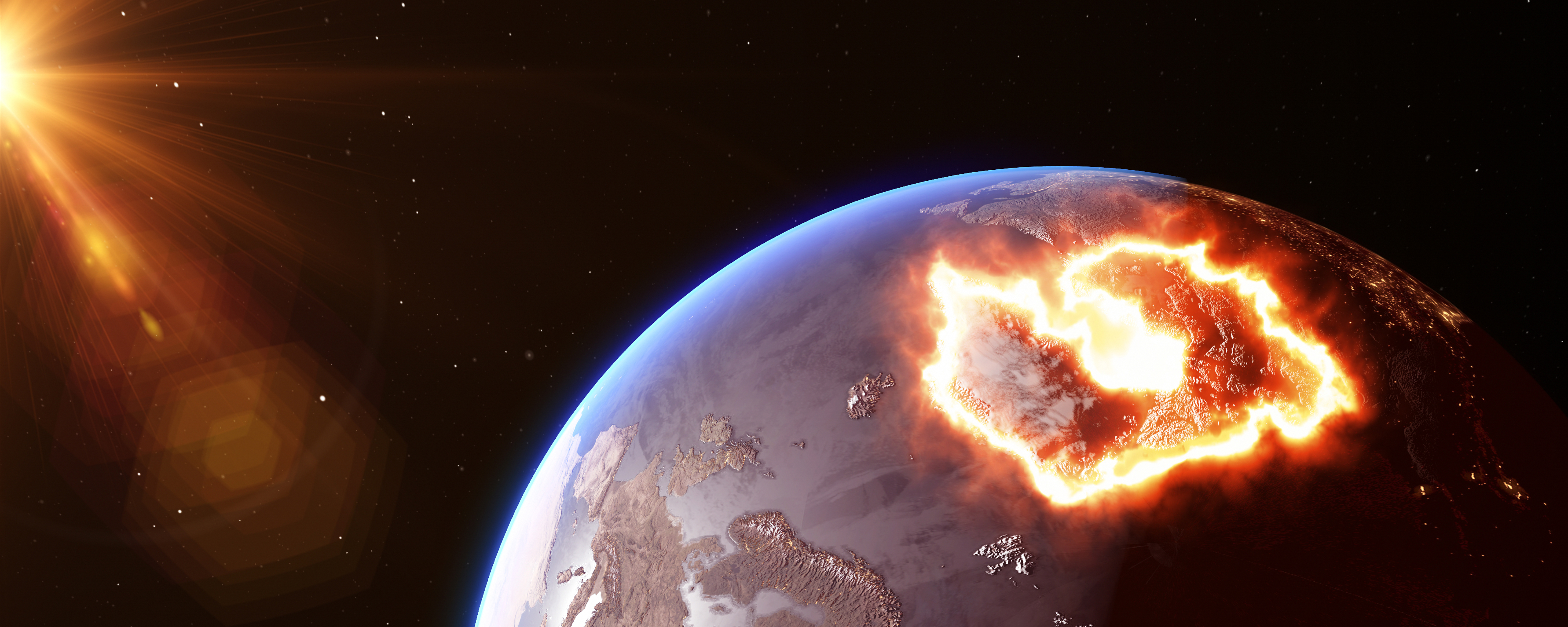 Planet earth with a conceptual arctic melting from global warming