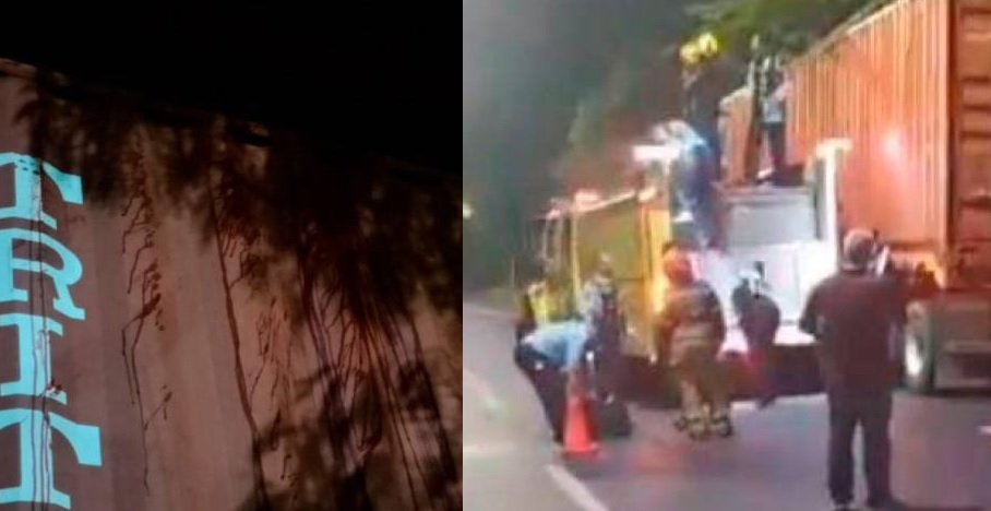 Dos personas fueron encontradas muertas sobre el contenedor de una tractomula