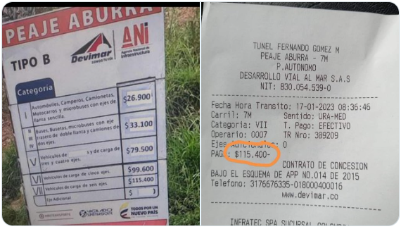 Conductores en Antioquia denuncian cobros excesivos de los peajes