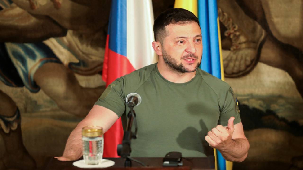 Conferencia del presidente ucraniano, Volodímir Zelenski, durante una gira para pedir más armamento y el ingreso a la OTAN.