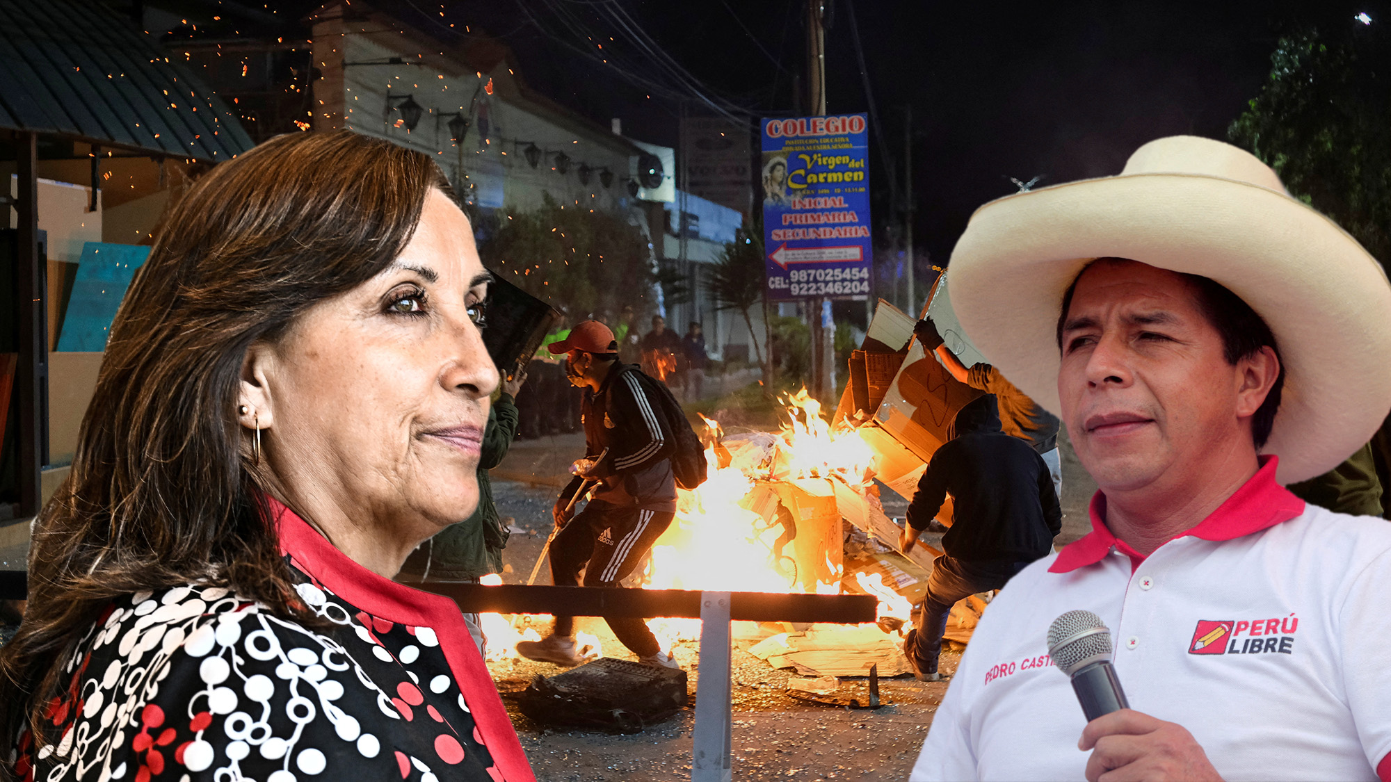 Protesters vandalize the entrance of the CTC TV Channel of Cuzco office during a protest demanding the dissolution of the Congress and to hold democratic elections rather than recognising Dina Boluarte as Peru's President, after the ouster of Peruvian leader Pedro Castillo, in Cuzco, Peru December 13, 2022. REUTERS/Paul Gambin NO RESALES. NO ARCHIVES