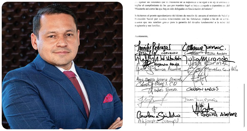 El congresista Alejandro Ocampo y el documento donde firmó la citación a la moción de censura.