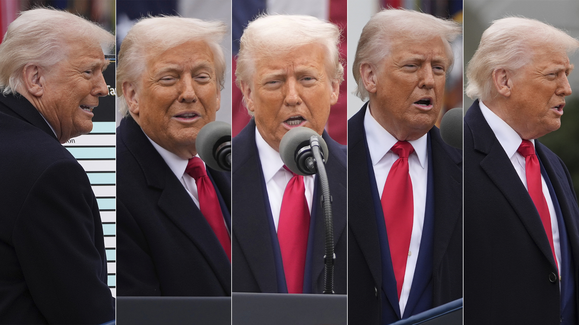 El presidente Donald Trump habla durante un evento para anunciar nuevos aranceles en el jardín de rosas de la Casa Blanca.