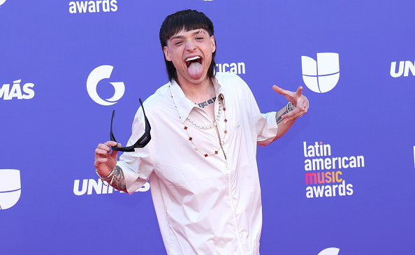 LAS VEGAS, NEVADA - APRIL 20: Peso Pluma attends the 2023 Latin American Music Awards at MGM Grand Garden Arena on April 20, 2023 in Las Vegas, Nevada. (Photo by Gabe Ginsberg/FilmMagic)