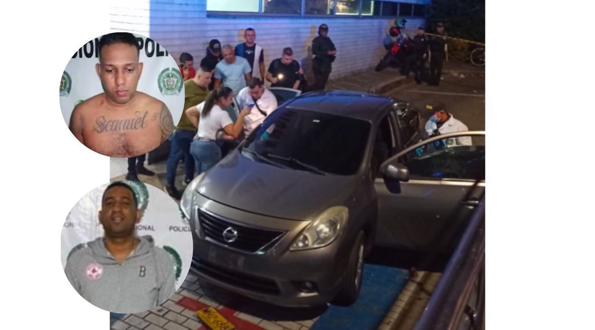 Peritos de la Sijín analizando vehículo en el balearon a Gordo 40 y Danny 40 de Los Pepes.