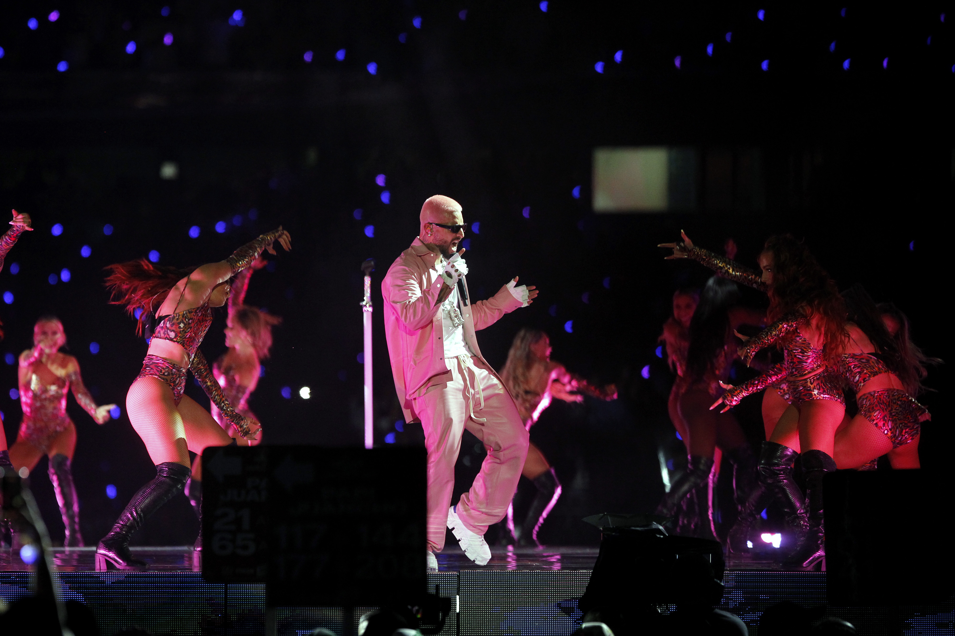 MEDELLIN, COLOMBIA - APRIL 30: Colombian singer Maluma performs on the stage, during the 'Medallo en el Mapa' concert at Estadio Atanasio Girardot on April 30, 2022 in Medellin, Colombia. (Photo by Fredy Builes/Getty Images)