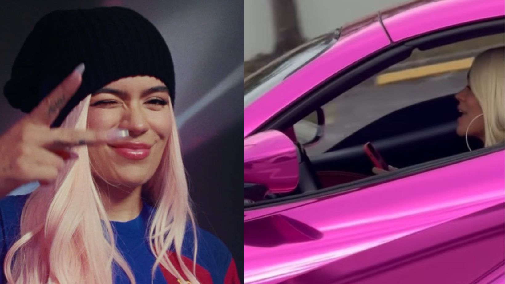 Descubren a Karol G en su Ferrari rosa en las calles de Miami