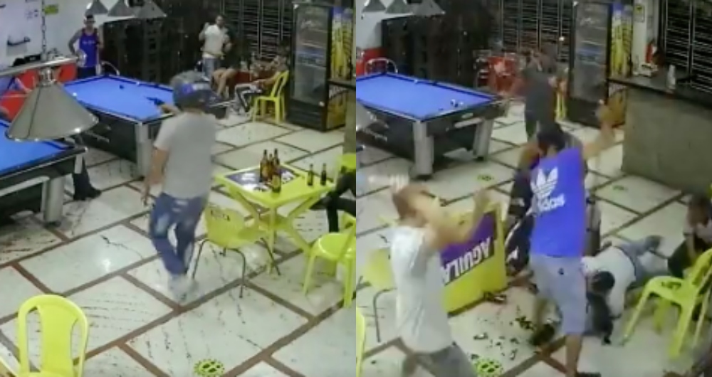 Momento del atraco en un billar de Cúcuta