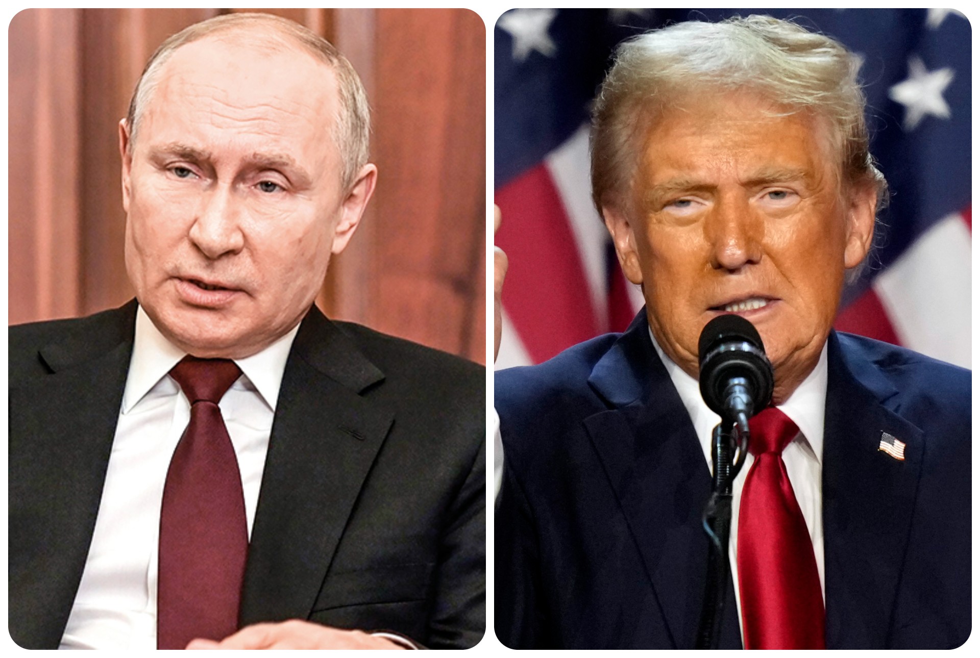 El presidente de Rusia, Vladimir Putin, y el presidente electo de EE.UU., Donald Trump.