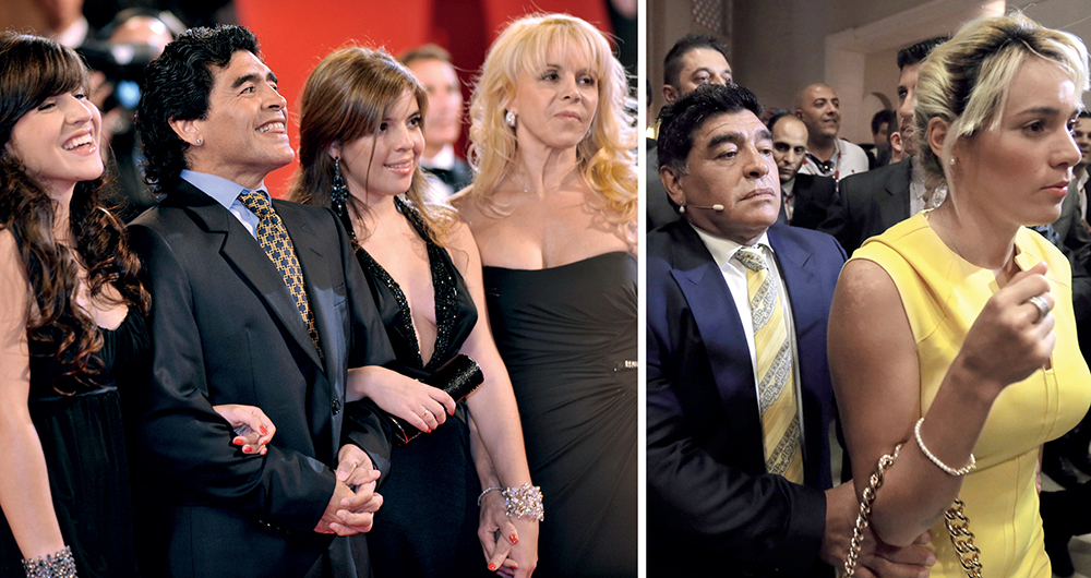 Maradona con la que fue su esposa, Claudia Villafañe, junto a sus dos hijas, Gianinna y Dalma, durante la proyección del documental Maradona by Kusturica en Cannes. Las mujeres fueron una de sus debilidades.