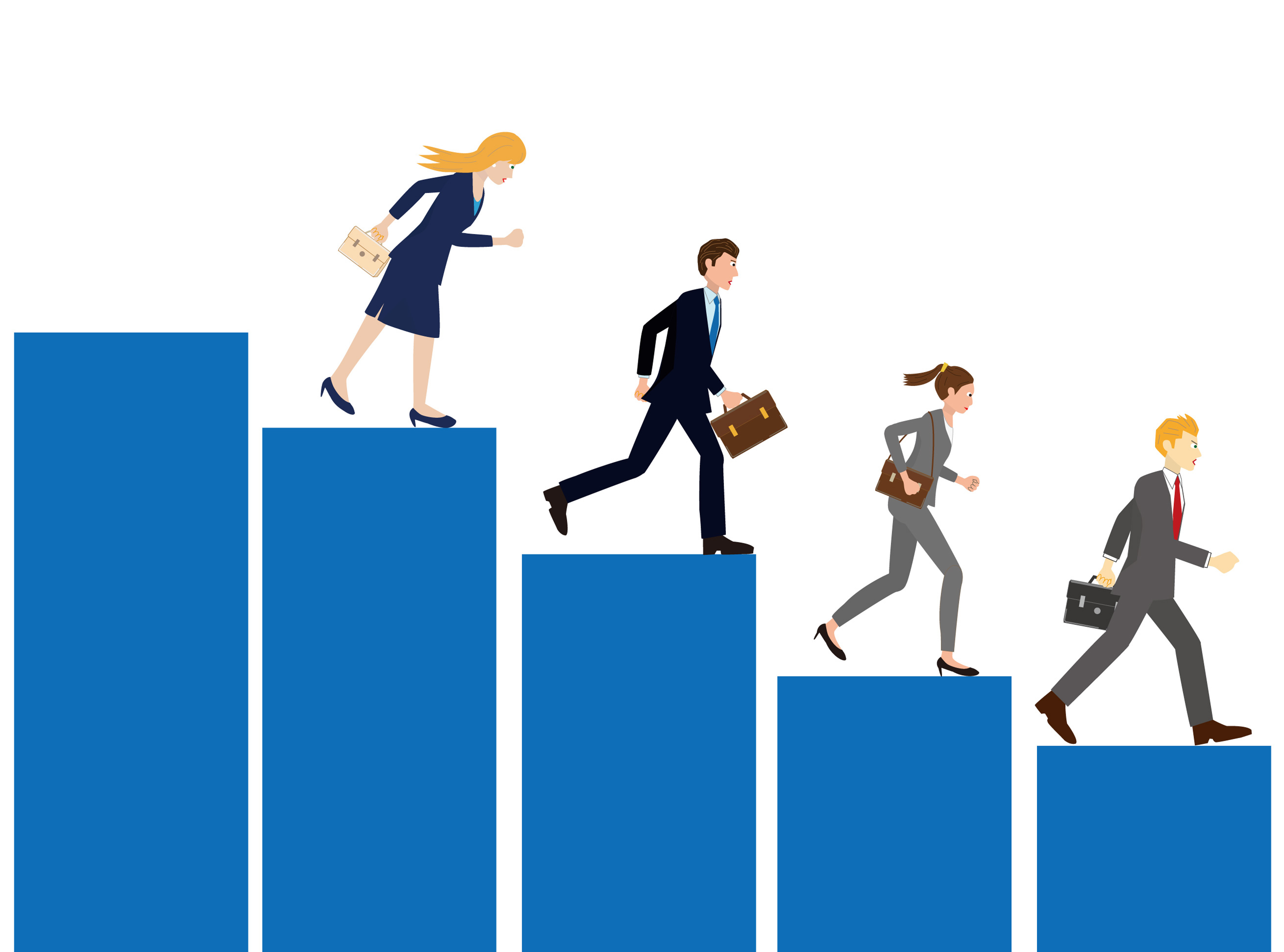 This is an illustration depicting businessmen competing at work.