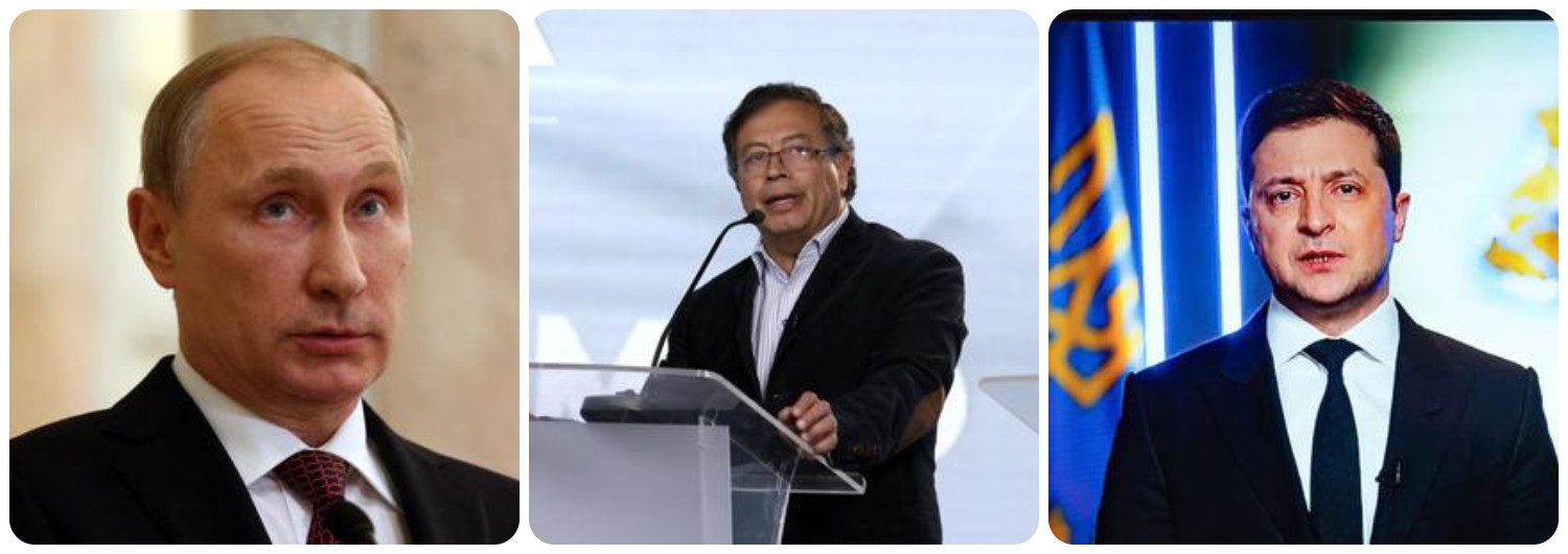 Vladimir Putin, Gustavo Petro y Volodímir Zelenski