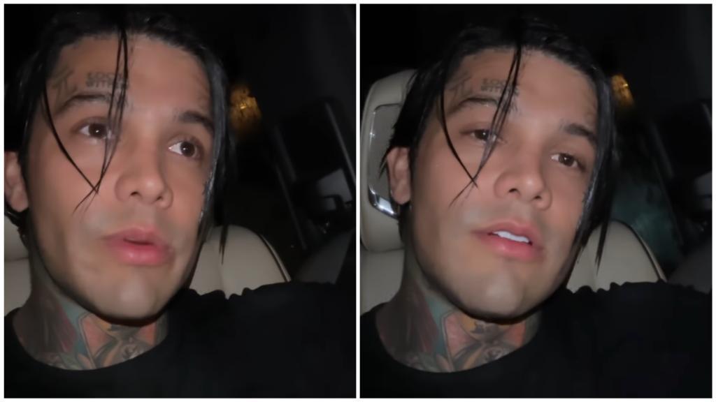 El influencer apareció mojado, luego del choque que sufrió en su lujosa camioneta.