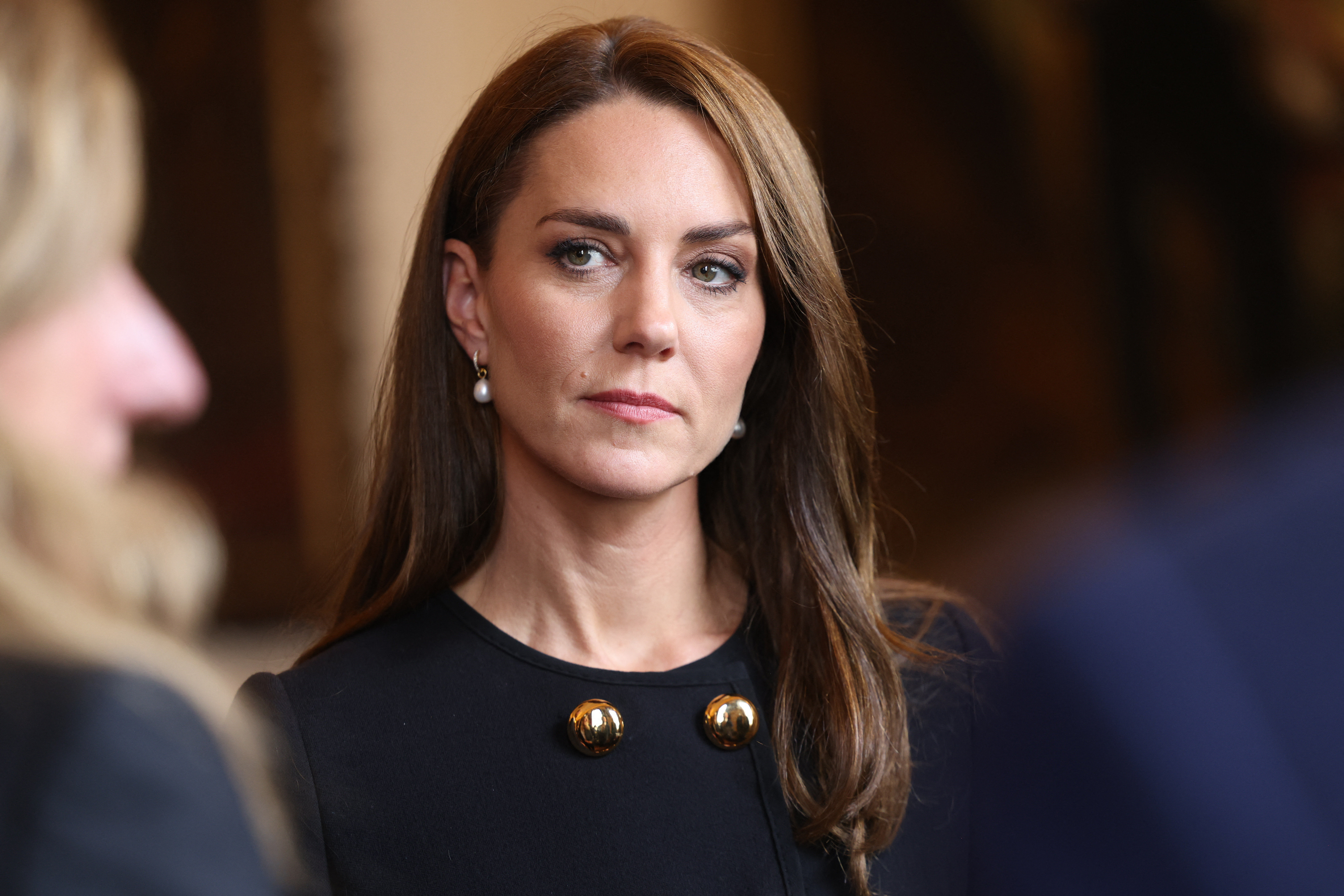 Britain's Catherine, Princess of Wales, visits the Guildhall in Windsor on September 22, 2022 to thank volunteers and staff who worked on the funeral of Britain's Queen Elizabeth II. (Photo by Ian Vogler / POOL / AFP)