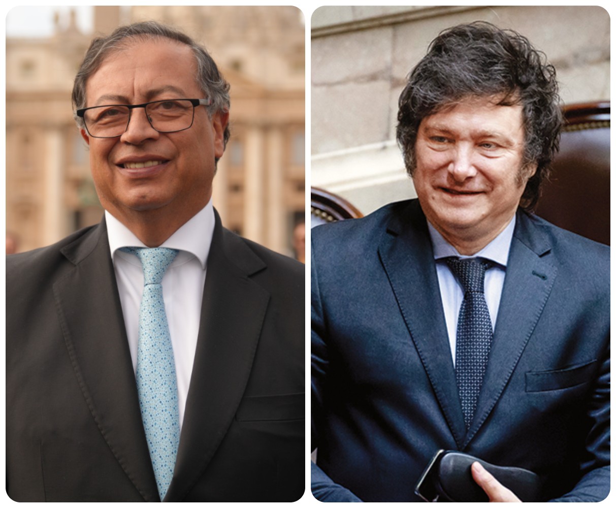 Los presidentes de Colombia, Gustavo Petro, y Argentina, Javier Milei.