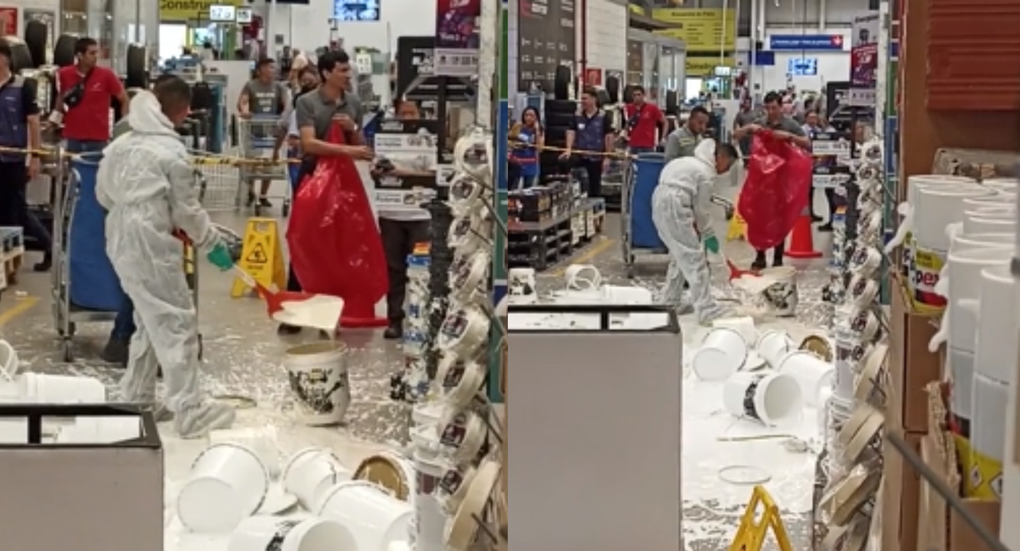 El incidente con la pintura atrajo a varios curiosos.