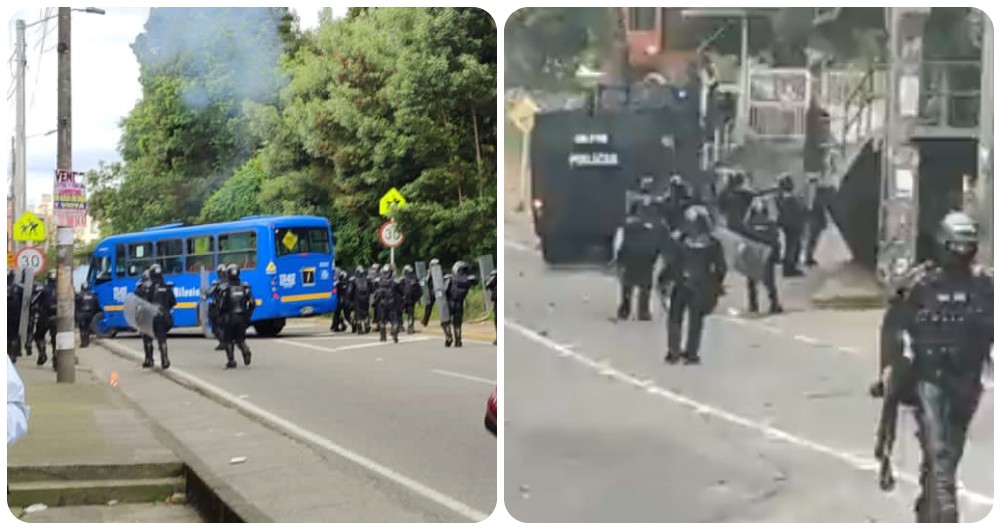Los encapuchados retuvieron un bus del SITP y lo atravesaron en la Avenida Circunvalar. La Policía intervino y se presentan enfrentamientos.