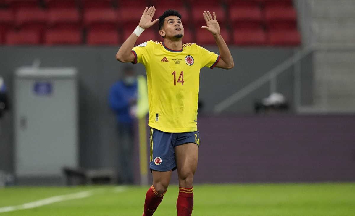 Luis Díaz tras el gol con Argentina