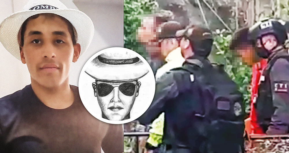  Este es un miembro de la banda que cometió el crimen y a su lado el retrato hablado de las autoridades. En la imagen del video se ve el momento de una de las capturas que se dieron en Medellín.