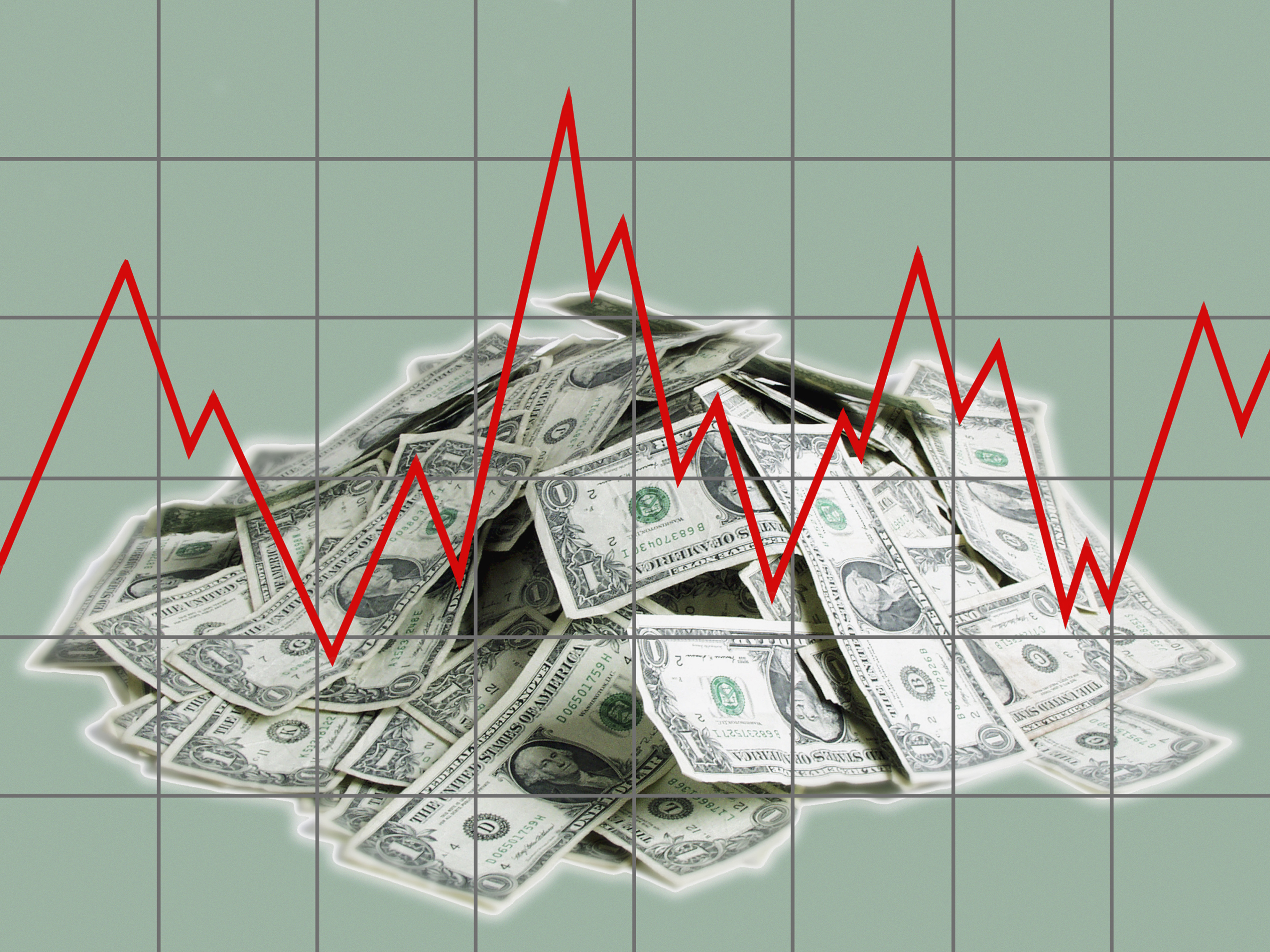 Gráfico de líneas y pila de notas Dólar