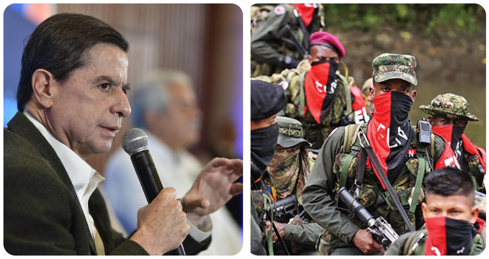 El ministro del Interior, Juan Fernando Cristo, y el ELN.