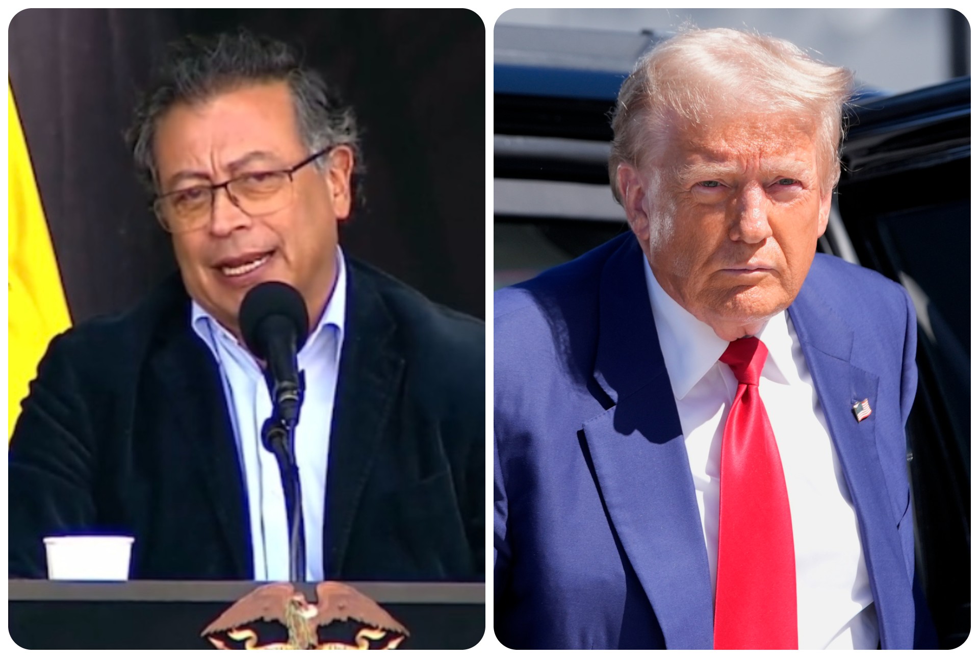 El presidente de Colombia, Gustavo Petro, y el expresidente de los Estados Unidos, Donald Trump.