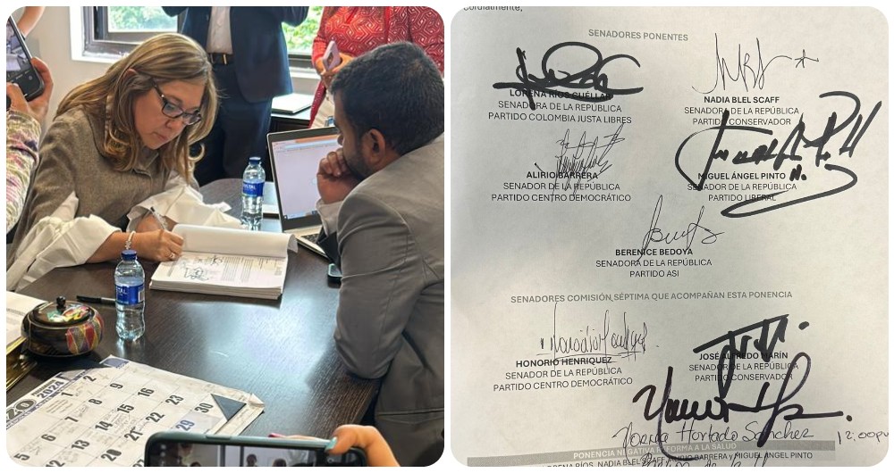 Norma Hurtado firmando la ponencia de archivo de la reforma a la salud.