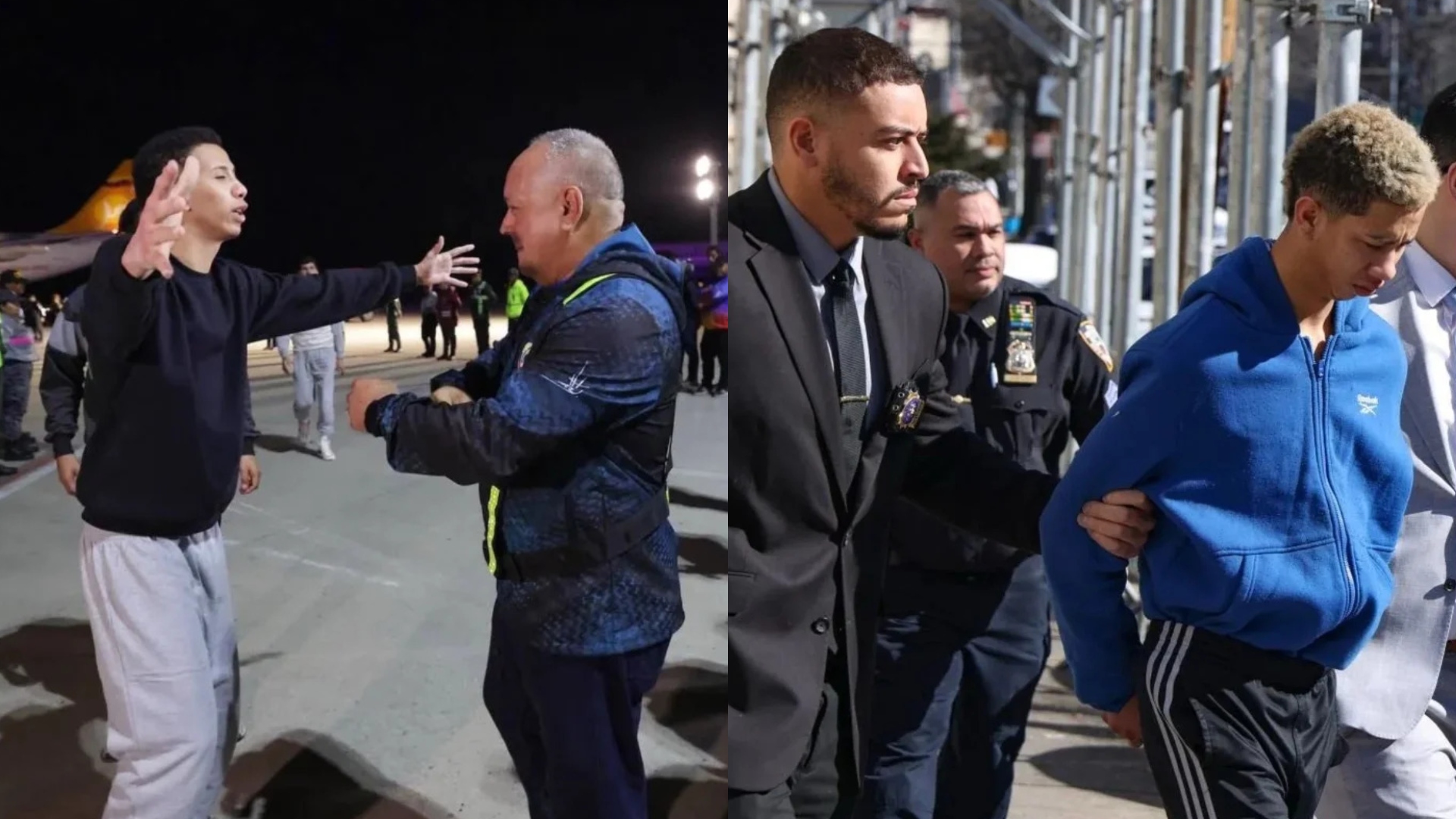 Darwin Gómez-Izquiel siendo recibido por Diosdado Cabello en Venezuela.